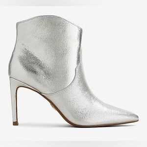 Express Metallic Silver Pointed Toe Booties 8